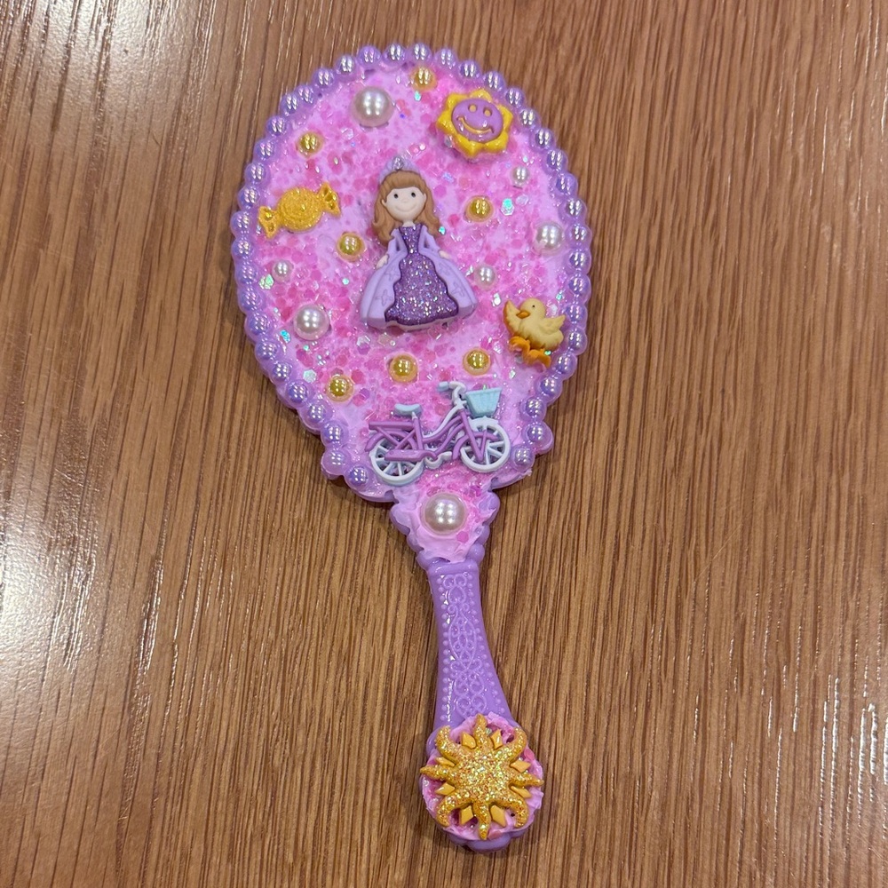 Hand Crafted Pink and Purple Princess Toy Mirror